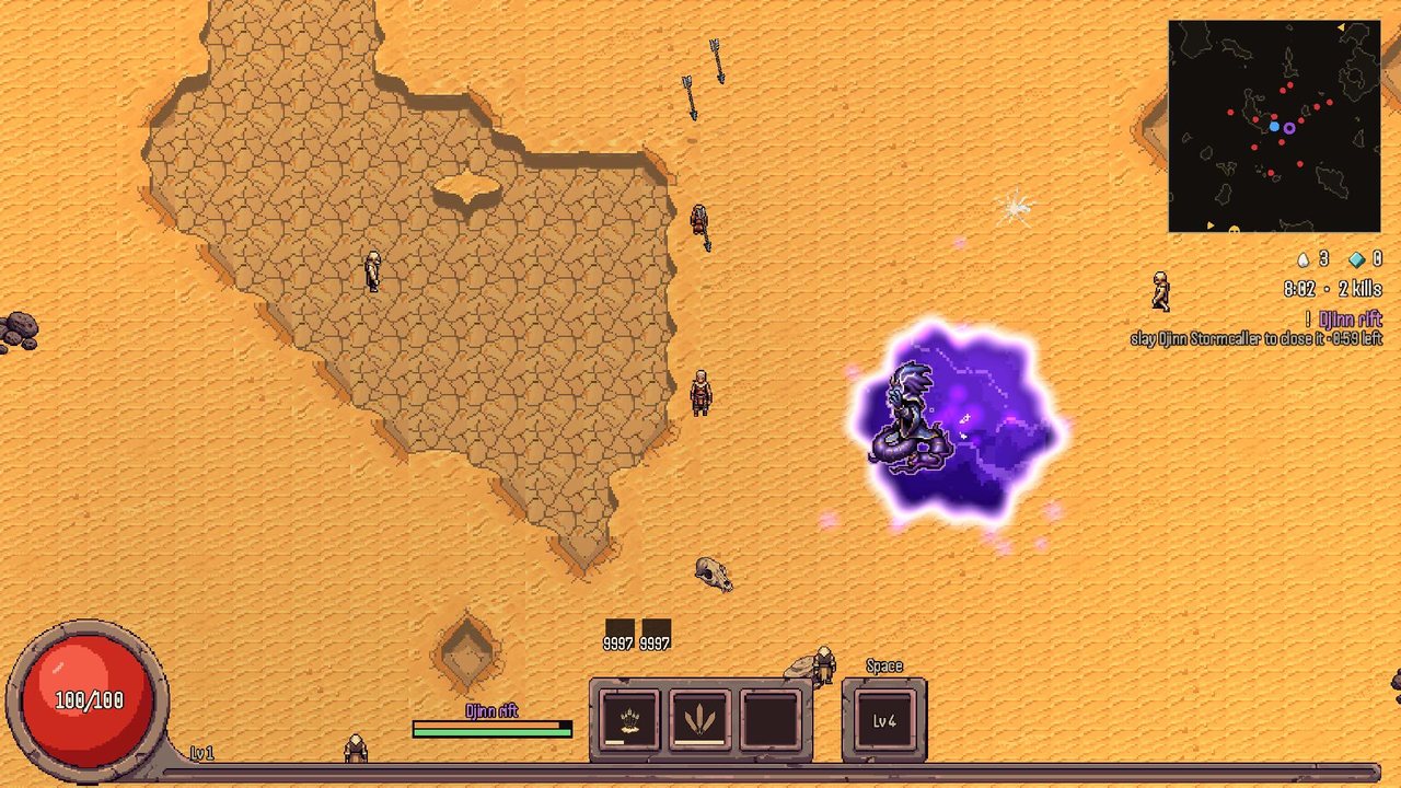 A purple rift tearing open in the sand