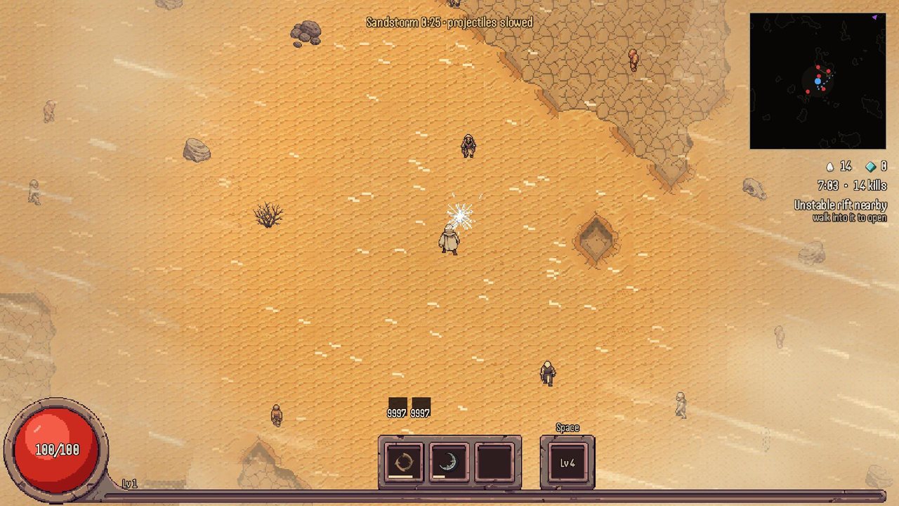 A sandstorm sweeping across the dunes